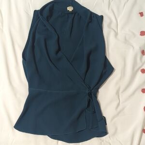 Wilfred Teal Sleeveless Wrap Blouse